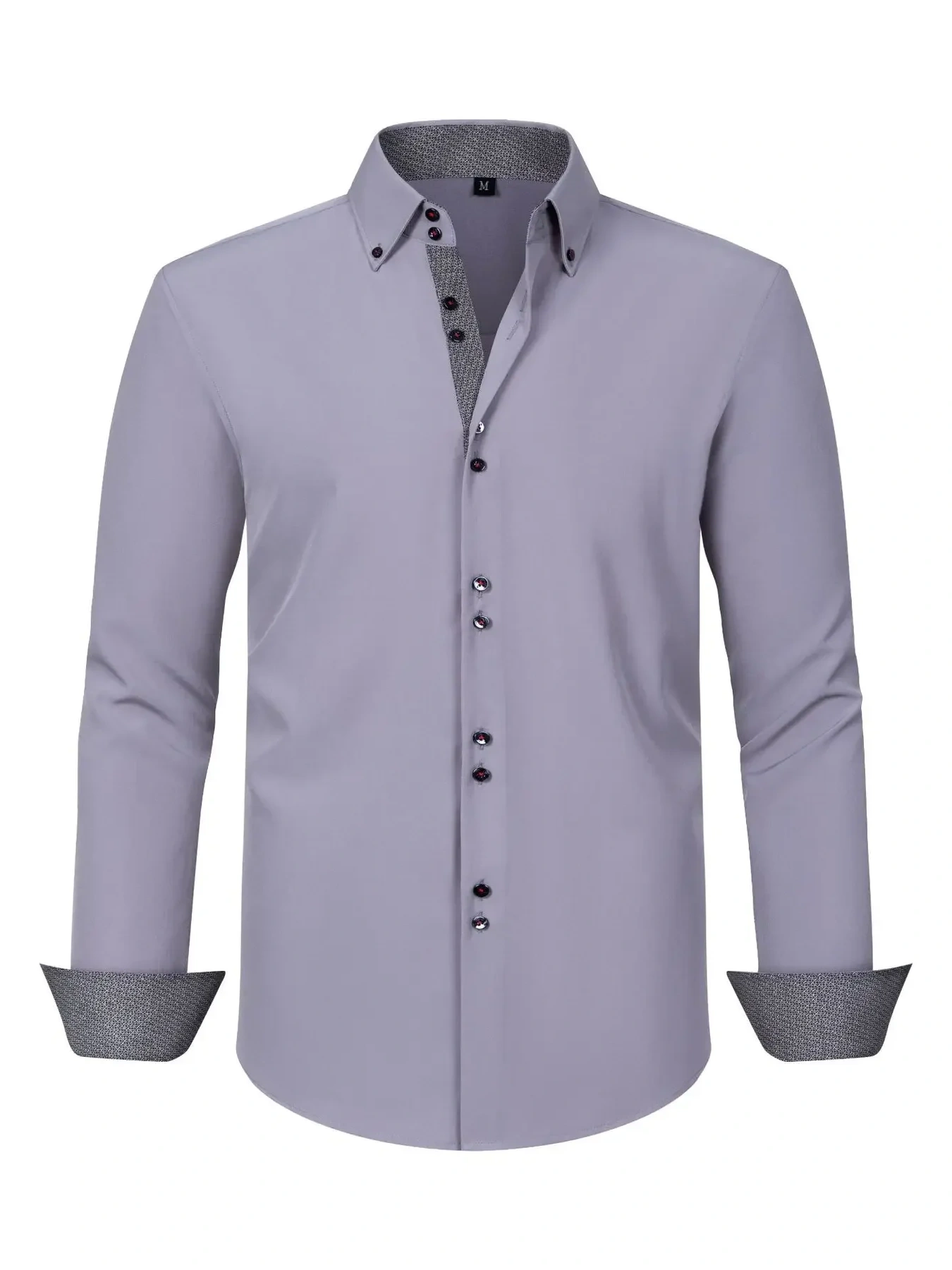 Men's Full Size Button-Down Casual Shirt with Contrast Cuffs Plus Size