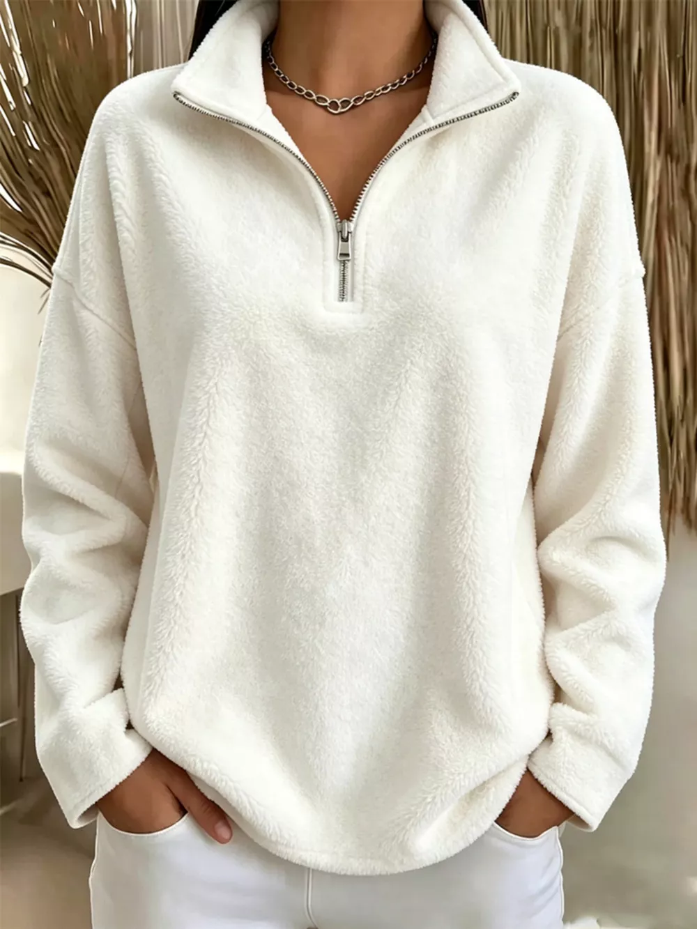 Full Size Quarter-Zip Fleece Sweatshirt Plus Size, image 11