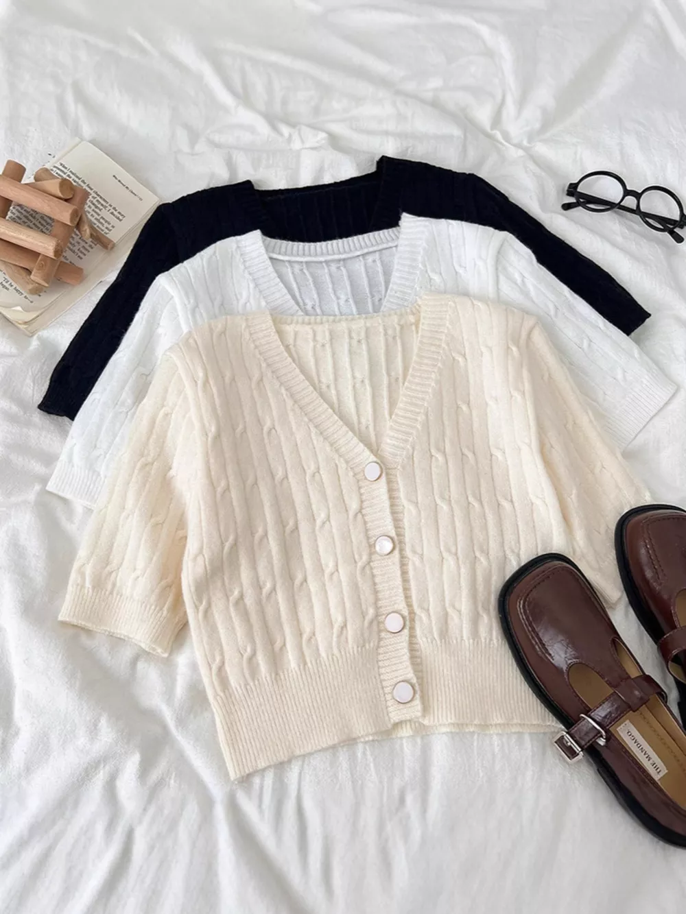 Texture Knit Button Down Cardigan, image 7