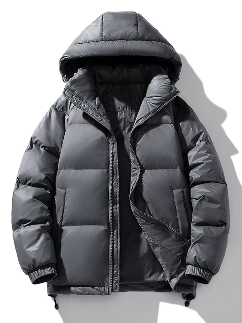 Men's Plus Size Zip Up Hooded Puffer Jacket, image 2