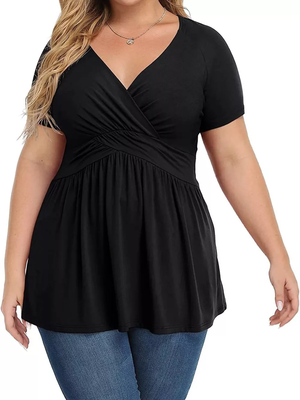 Plus Size Surplice Short Sleeve T-Shirt, image 11