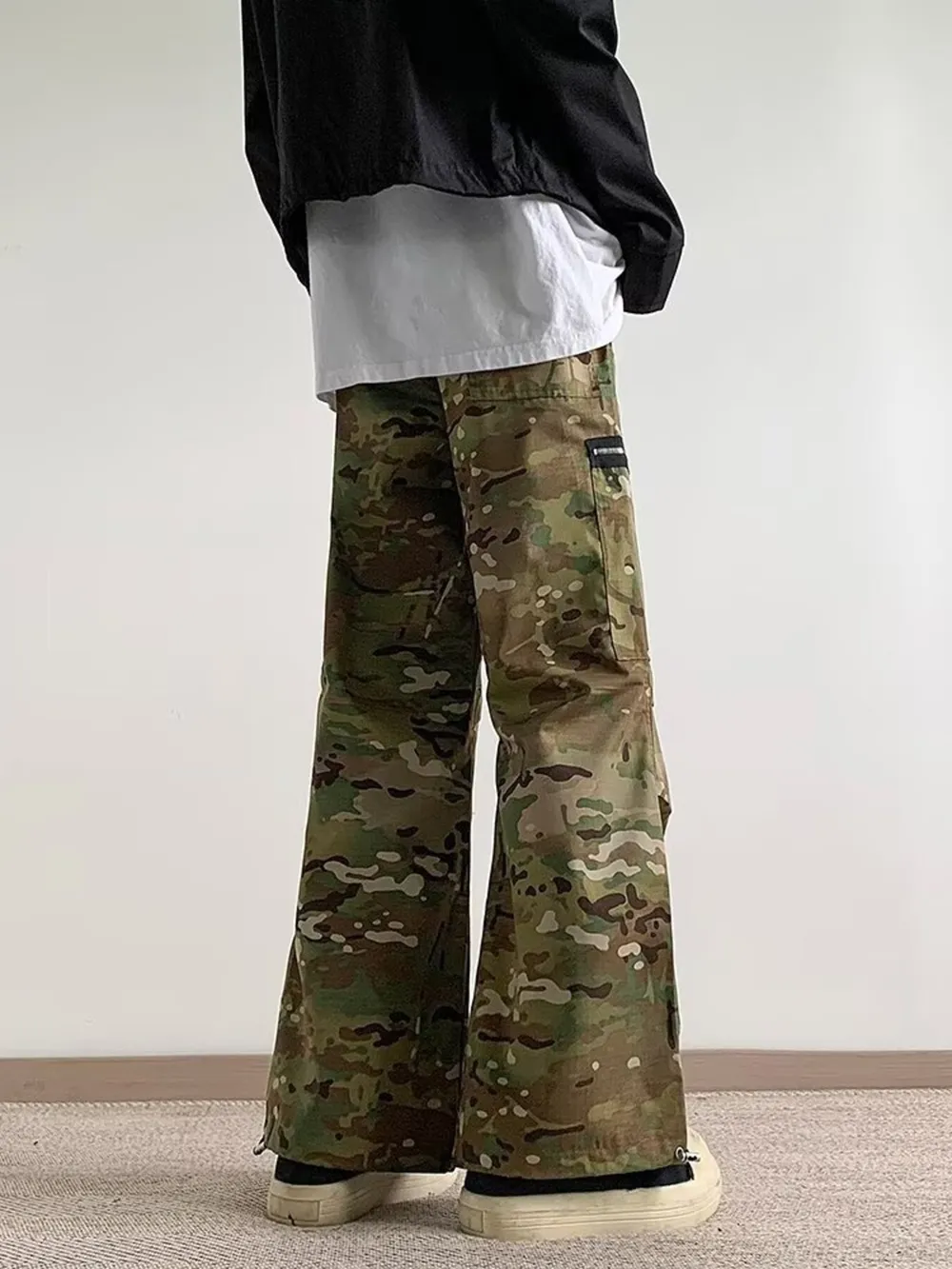 Men's Full Size Camo Wide Leg Cargo Pants with Zipper Pockets Plus Size, image 4