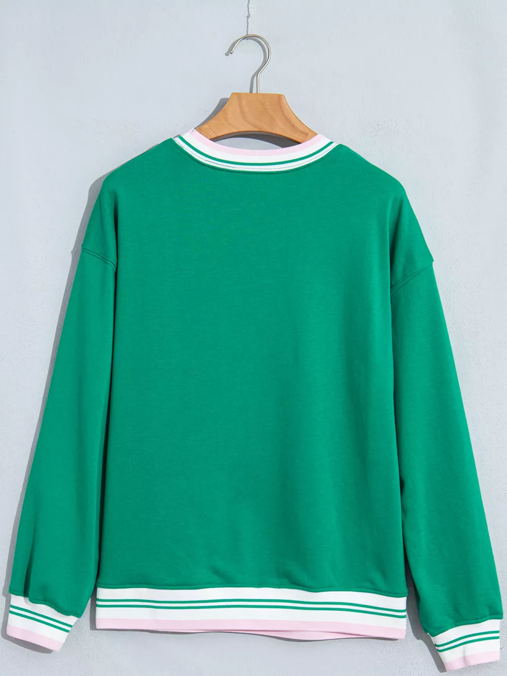 Contrast Striped Trim Baggy Pullover Sweatshirt, image 24