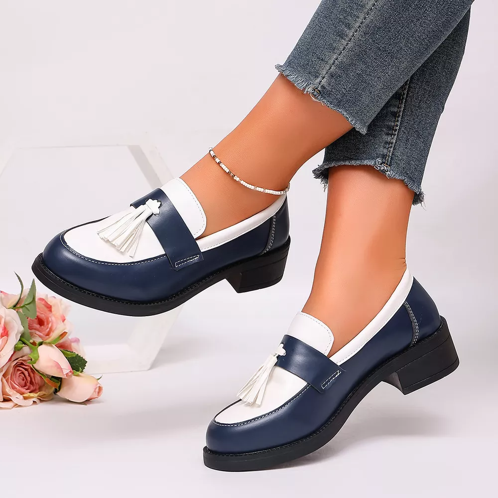 Round Toe Block Heels Loafers, image 6