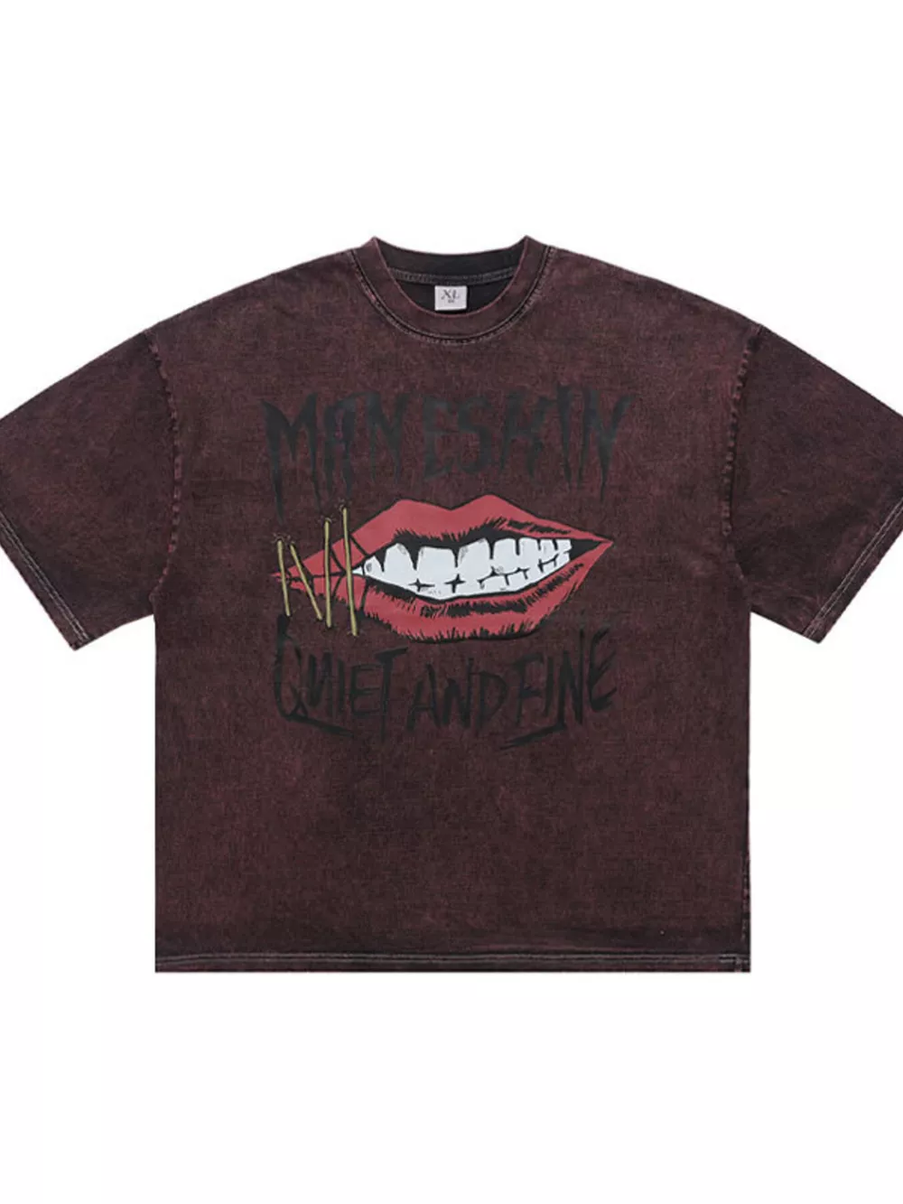 Men's Lip Graphic Washed Round Neck T-Shirt, image 2