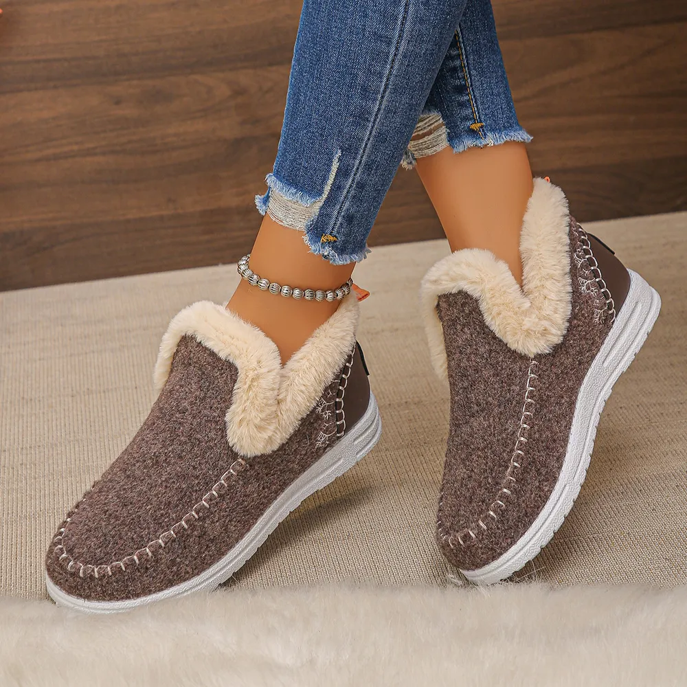 Round Toe Fleece-Lined Ankle Boots, image 6