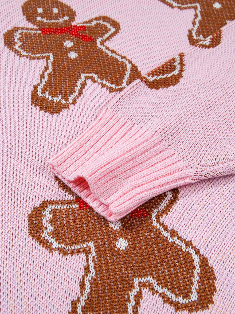 Gingerbread Pattern Round Neck Long Sleeve Shift Sweater, image 11