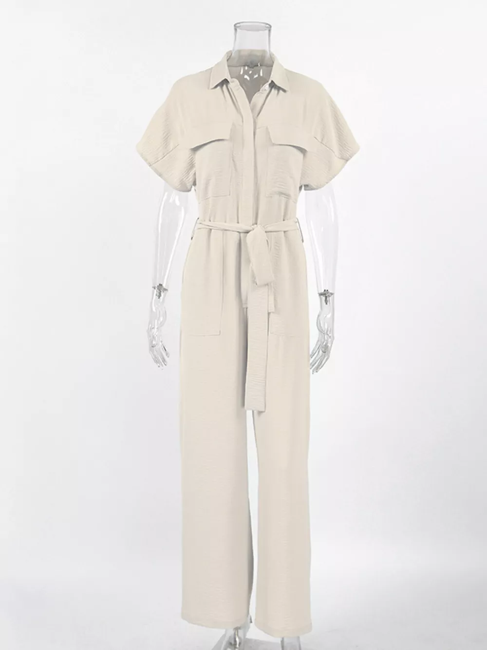 Chest Pocket Short Sleeve Wide Leg Jumpsuit, image 6