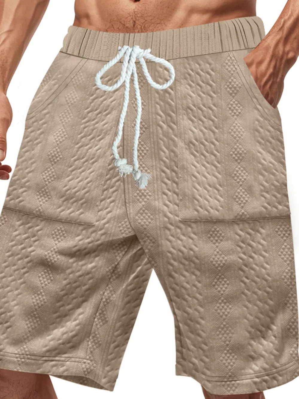 Men's Full Size Texture Drawstring Shorts Plus Size, image 11