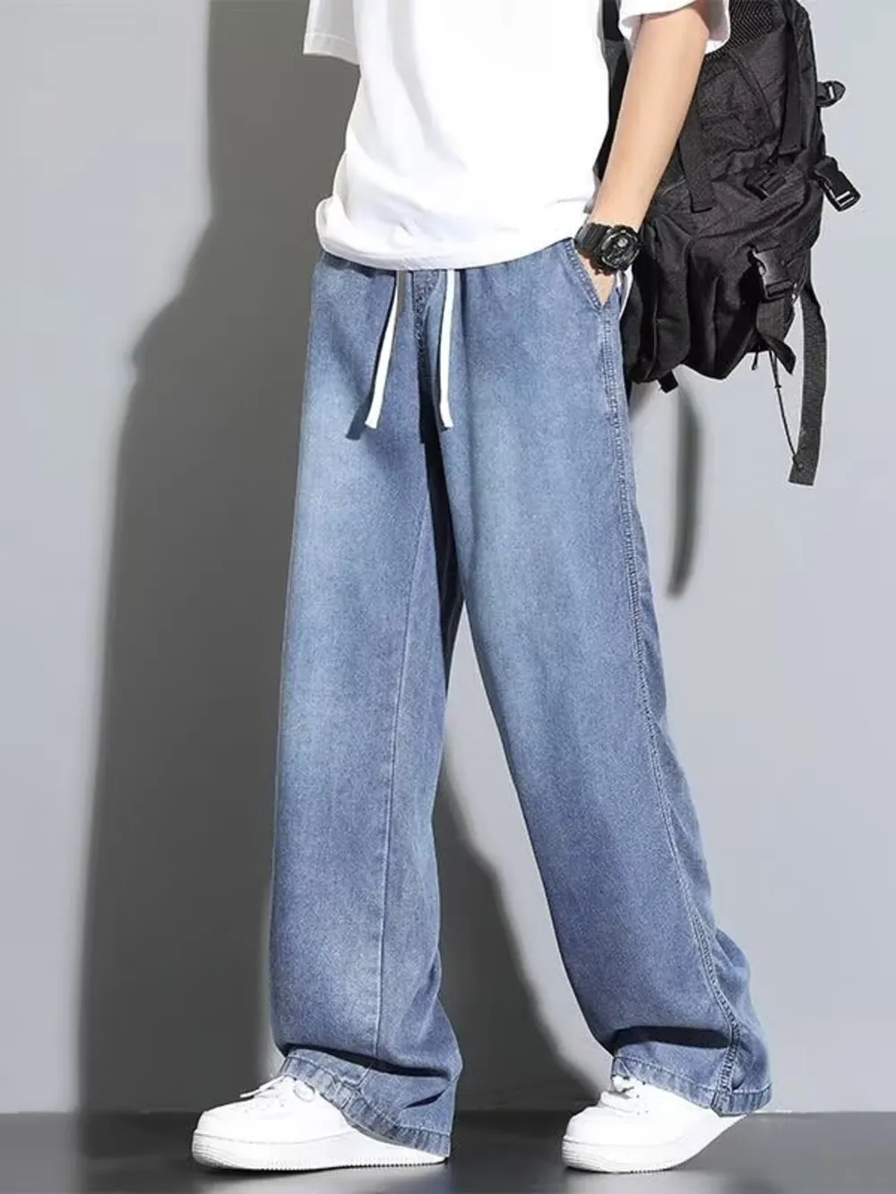 Men's Full Size Vintage Wash Wide Leg Jeans Plus Size, image 3