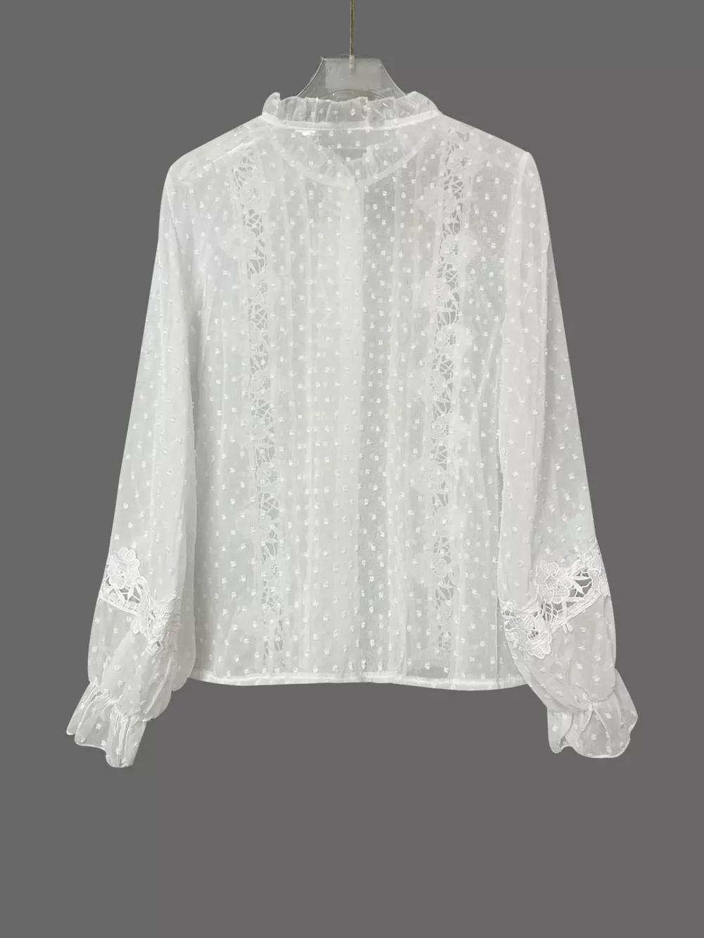 Lace Trimmed Swiss Dot Shirt, image 6