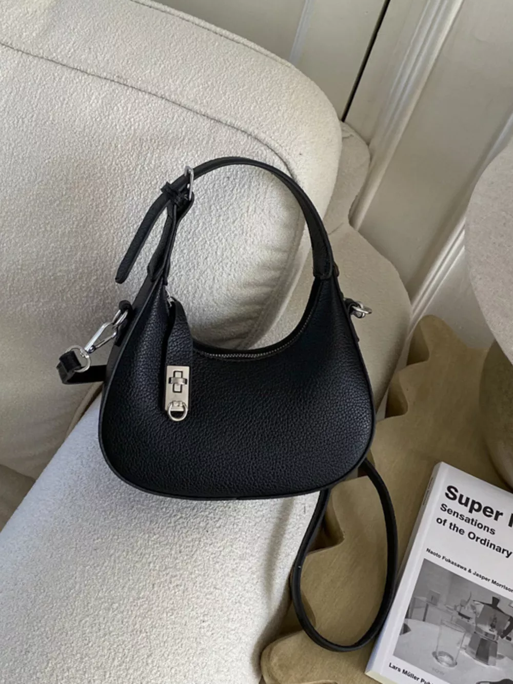 Leather Crescent Crossbody Bag