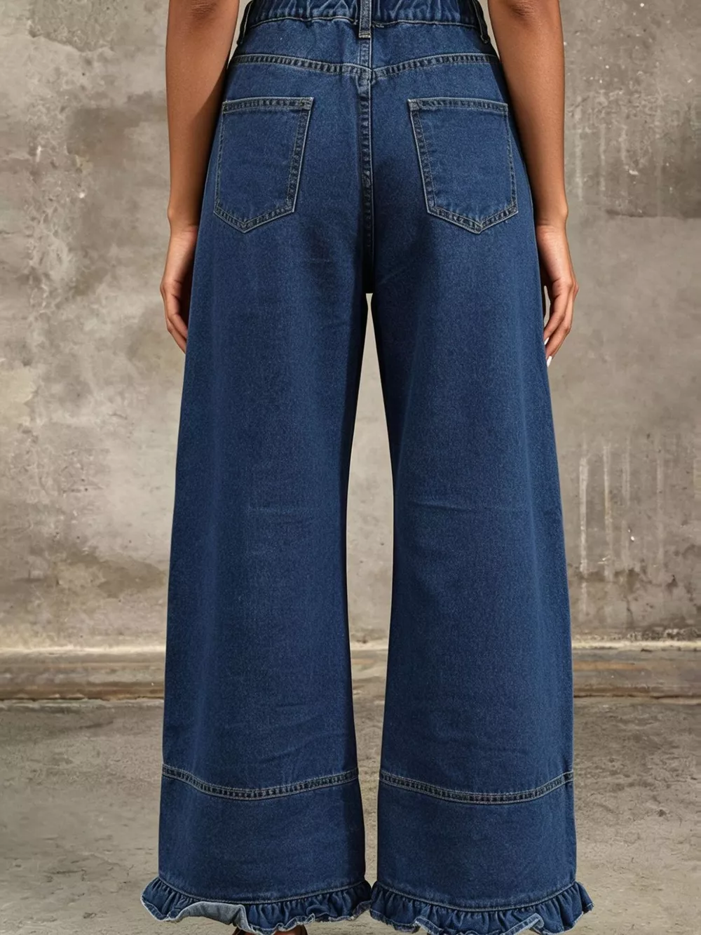 Full Size High-Waisted Wide-Leg Ruffled Hem Jeans Plus Size, image 9