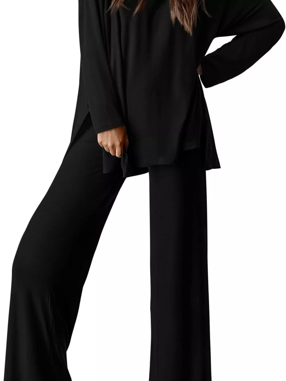 Casual Loose Long Sleeve Top and Wide Leg Pants Set, image 29