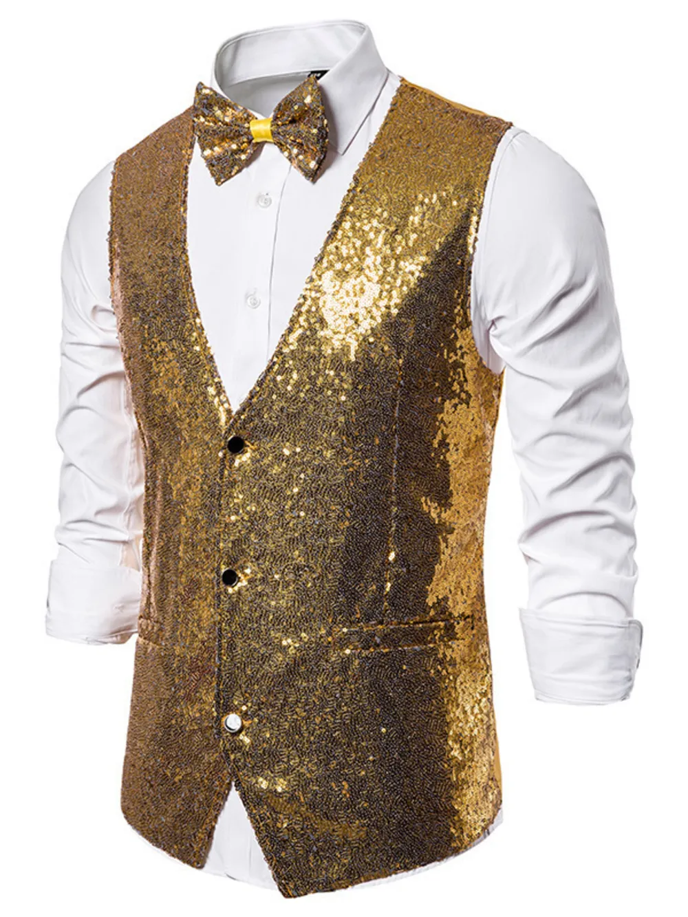 Men's Sequin Slim Fit Vest, image 9
