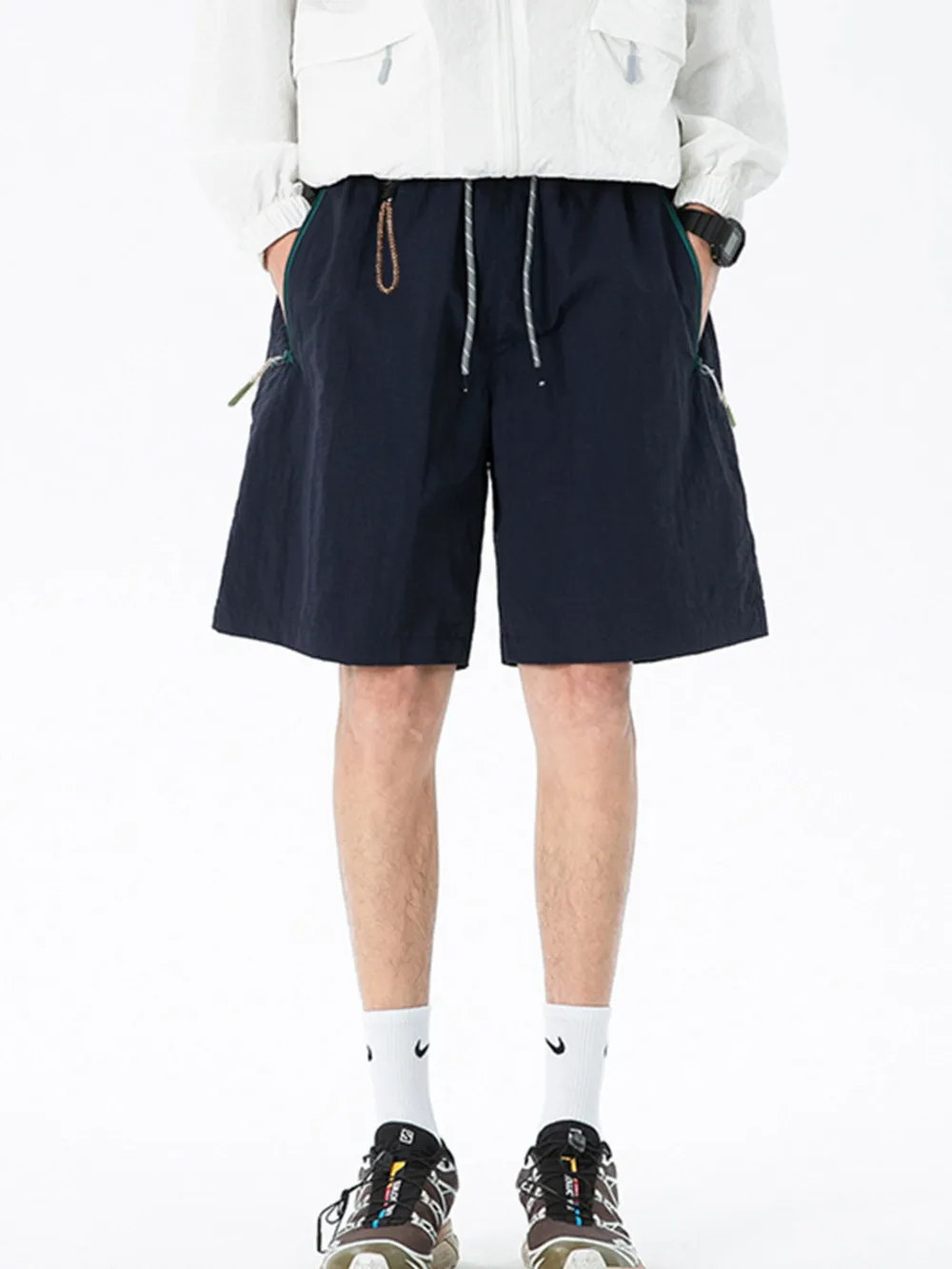 Men's Lightweight Drawstring Shorts with Zipper Pockets, image 6