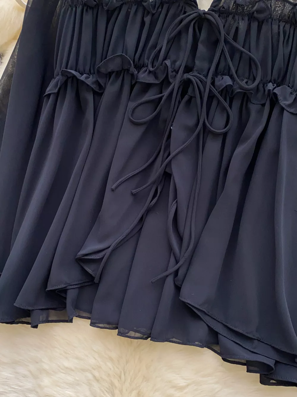 Ruffle Tie-Front Chiffon Blouse, image 11
