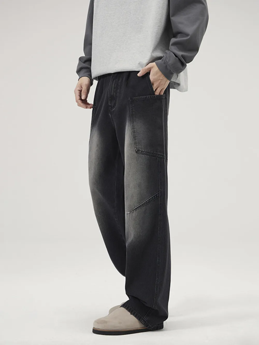 Men's Full Size Washed Wide Leg Baggy Jeans Plus Size, image 2