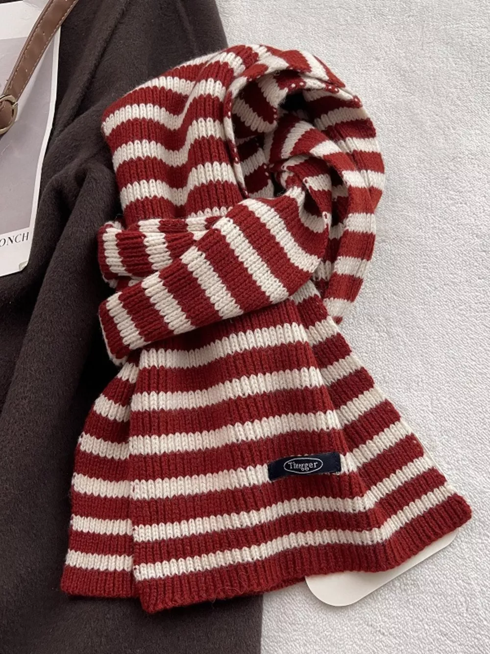 100% Wool Striped Knitted Winter Scarf