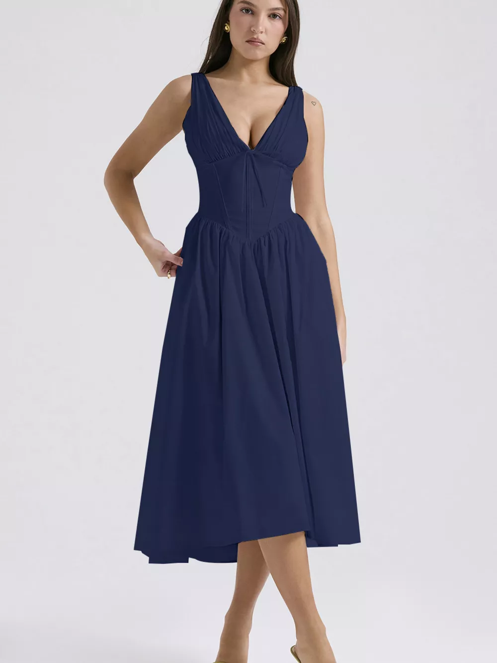 V-Neck Sleeveless Midi Dress, image 17