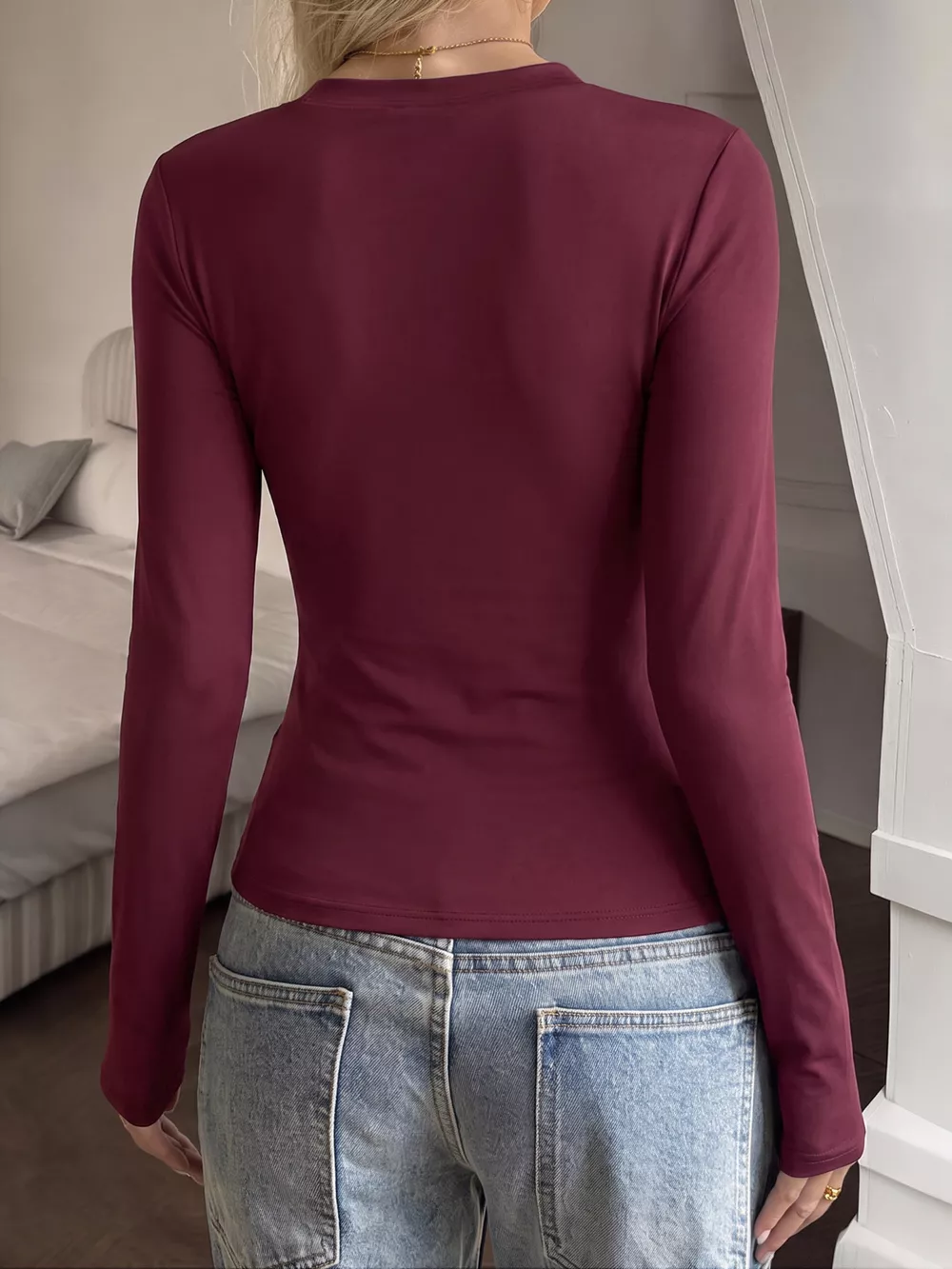 Slim-Fit Long Sleeve Crew Neck T-Shirt, image 5
