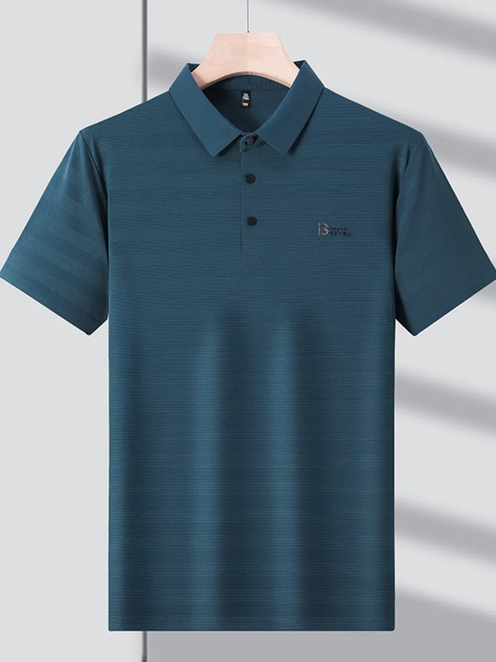 Men's Plus Size Striped Short Sleeve Polo, image 3