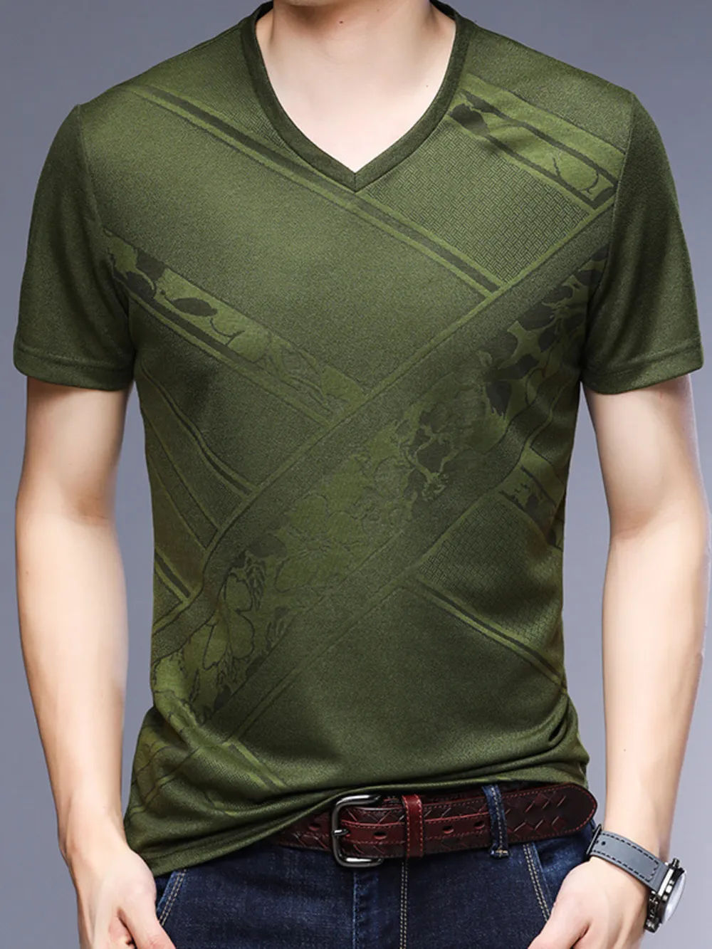 Men's Plus Size V-Neck Short Sleeve T-Shirt