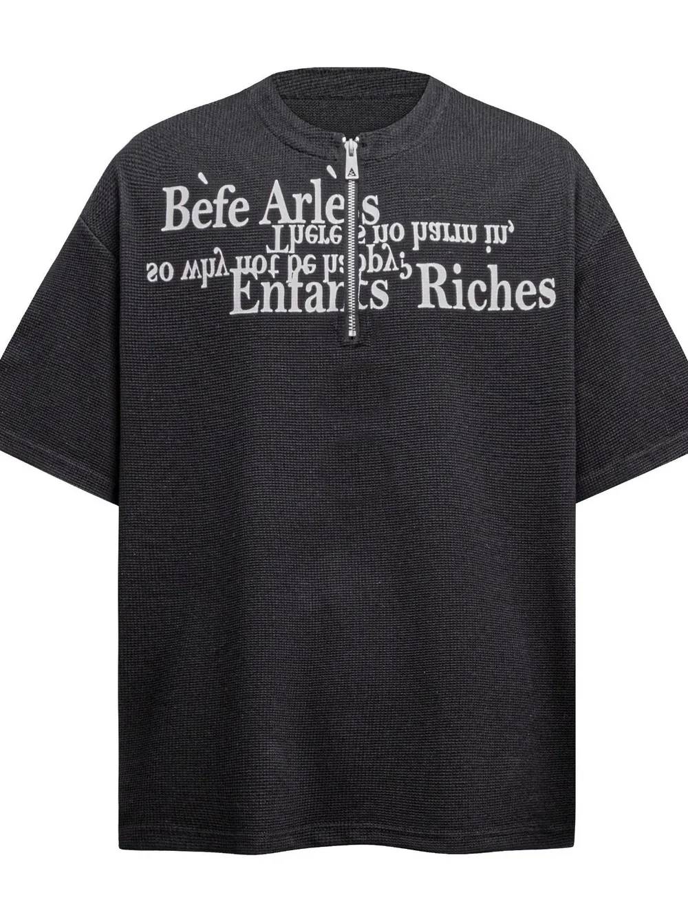 Men's Letter Quarter Zip Short Sleeve T-Shirt