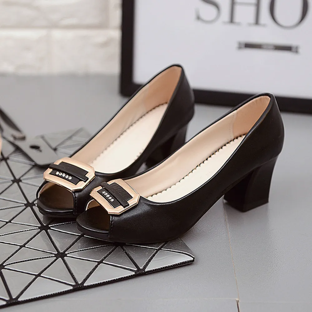 Peep Toe Block Heels Sandals, image 5