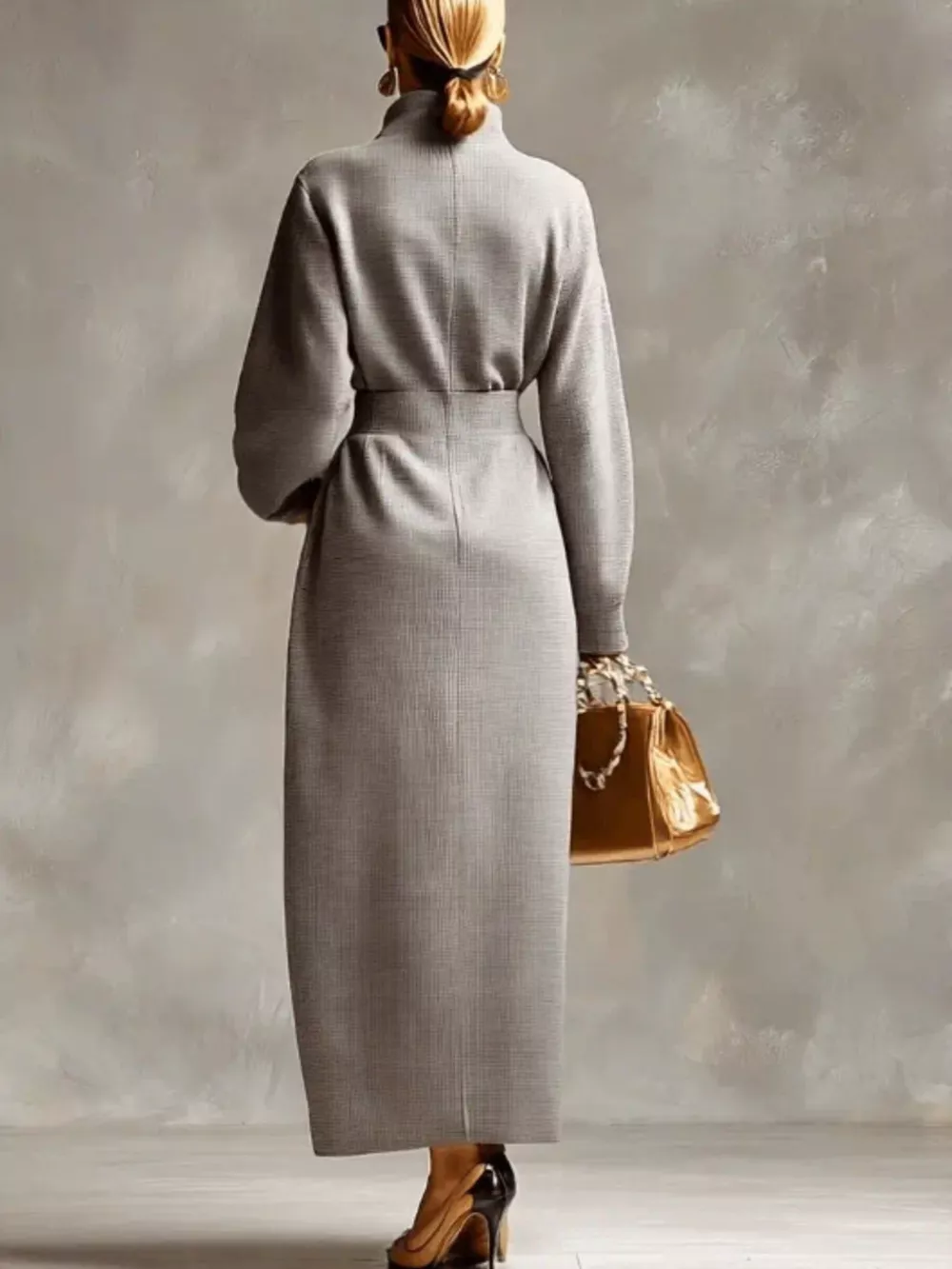 Waffle Knit Quarter-Zip Midi Dress, image 4