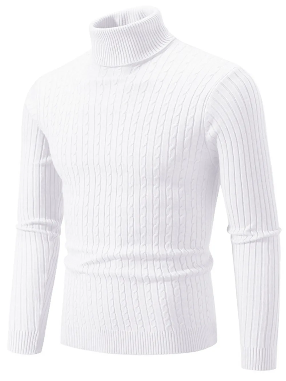Men's Plus Size Ribbed Turtleneck Long Sleeve Sweater, image 2
