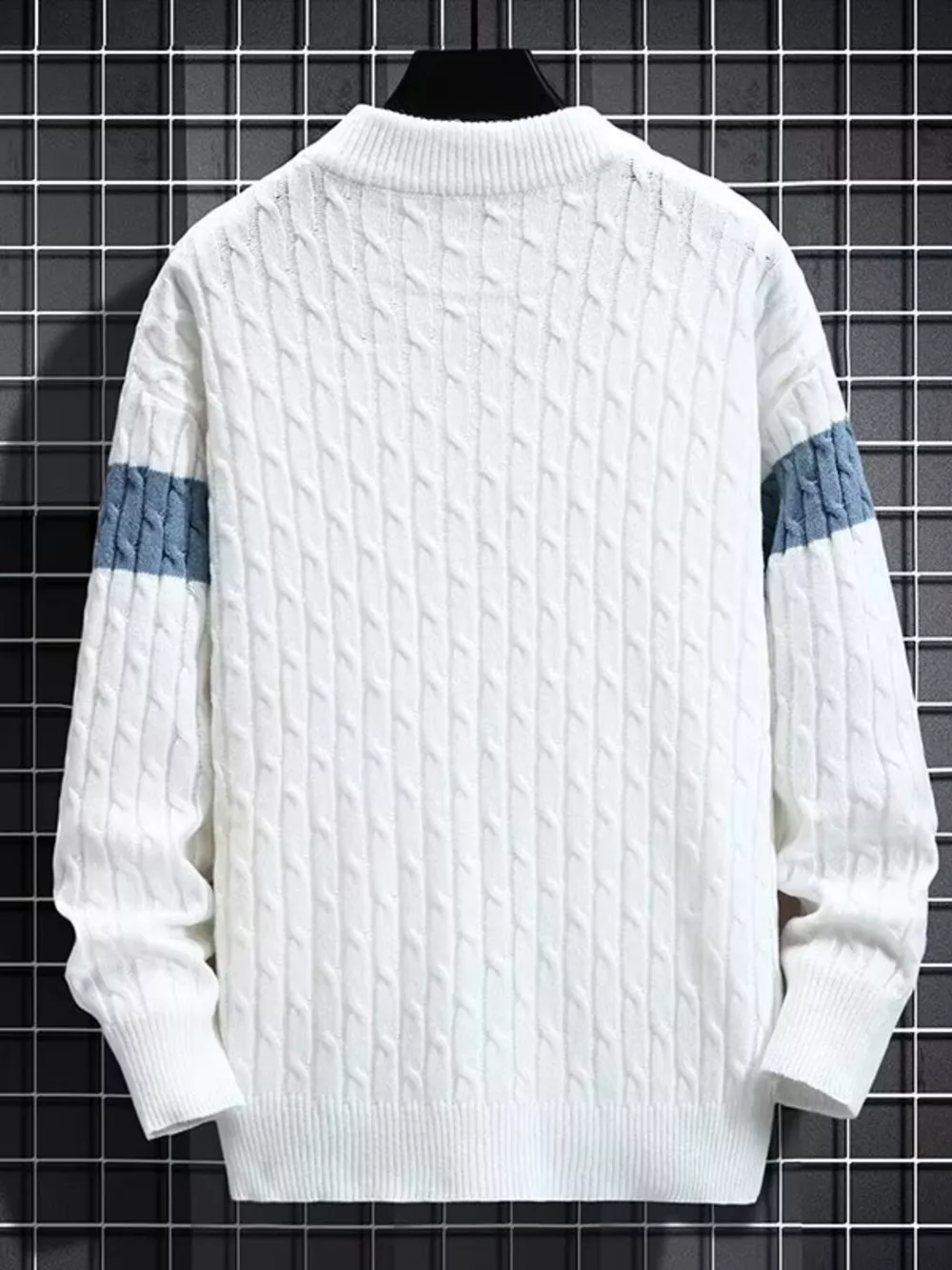 Men's Plus Size Color Block Round Neck Sweater, image 3