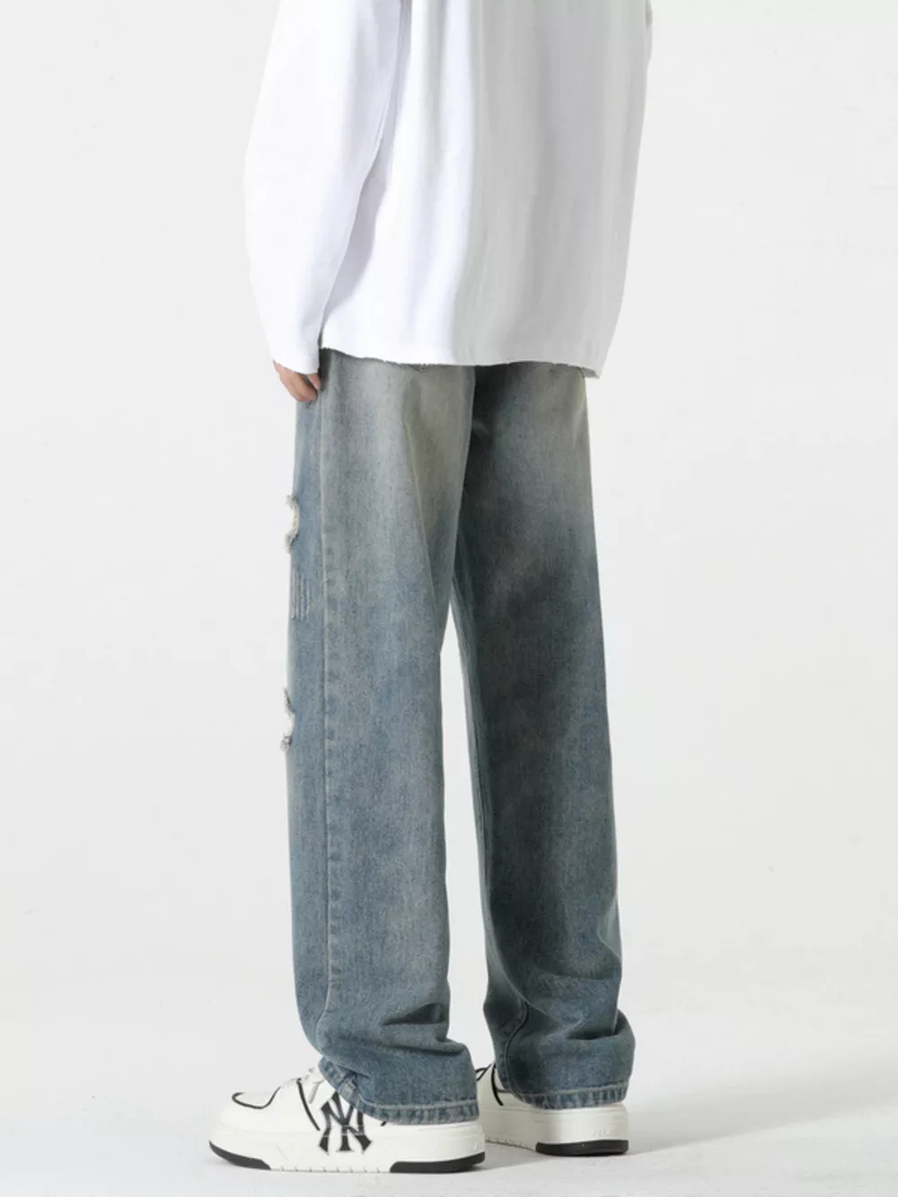 Men's Full Size Distressed Wide Leg Jeans Plus Size, image 3