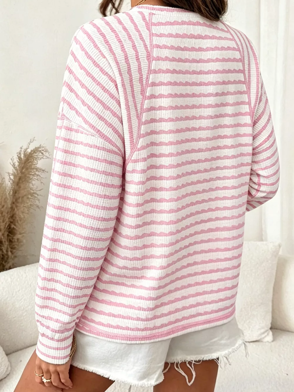 Casual Striped Raglan Sleeve Long-Sleeve T-Shirt, image 12