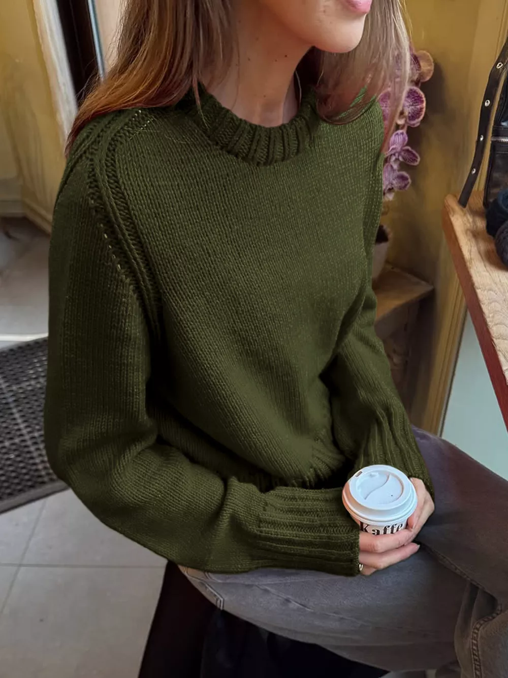 Ribbed Round Neck Sweater, image 7