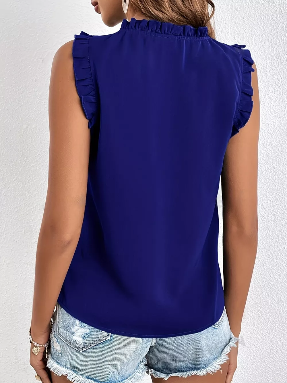 Ruffle Trim Tie Front Tank, image 4