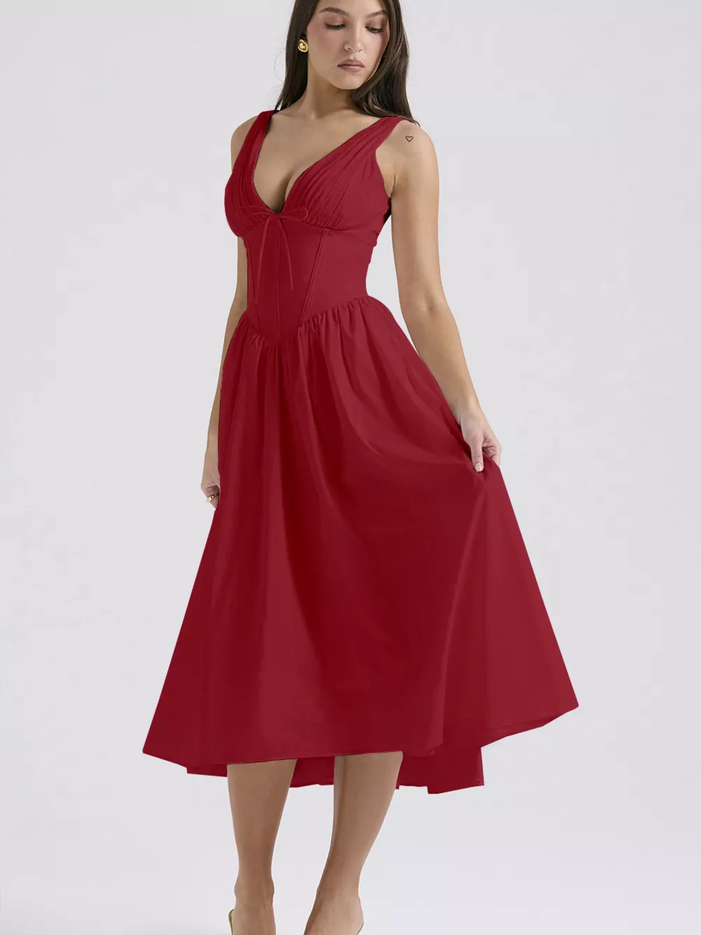 V-Neck Sleeveless Midi Dress, image 15