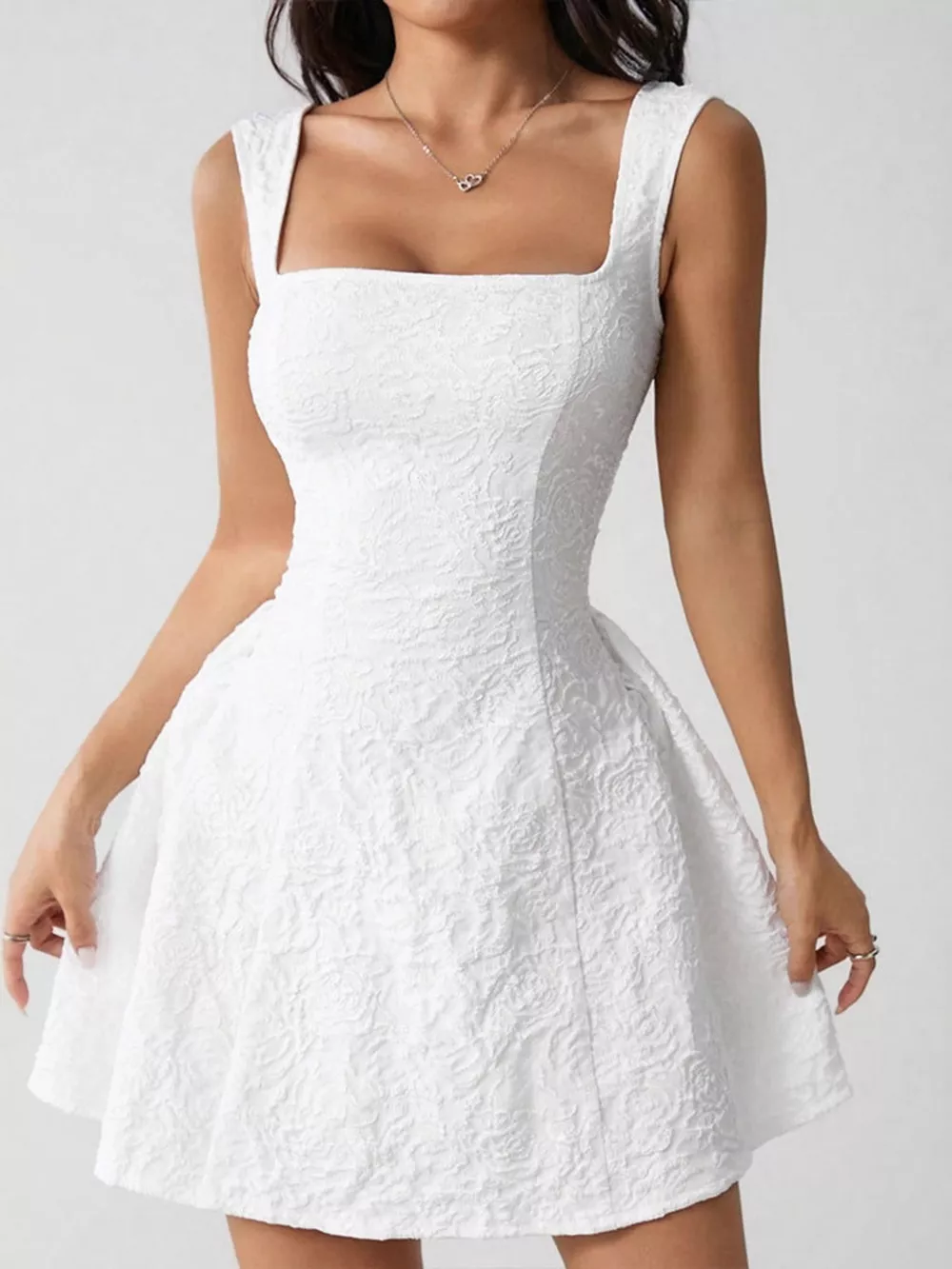 Textured Square Neck Mini Dress, image 10