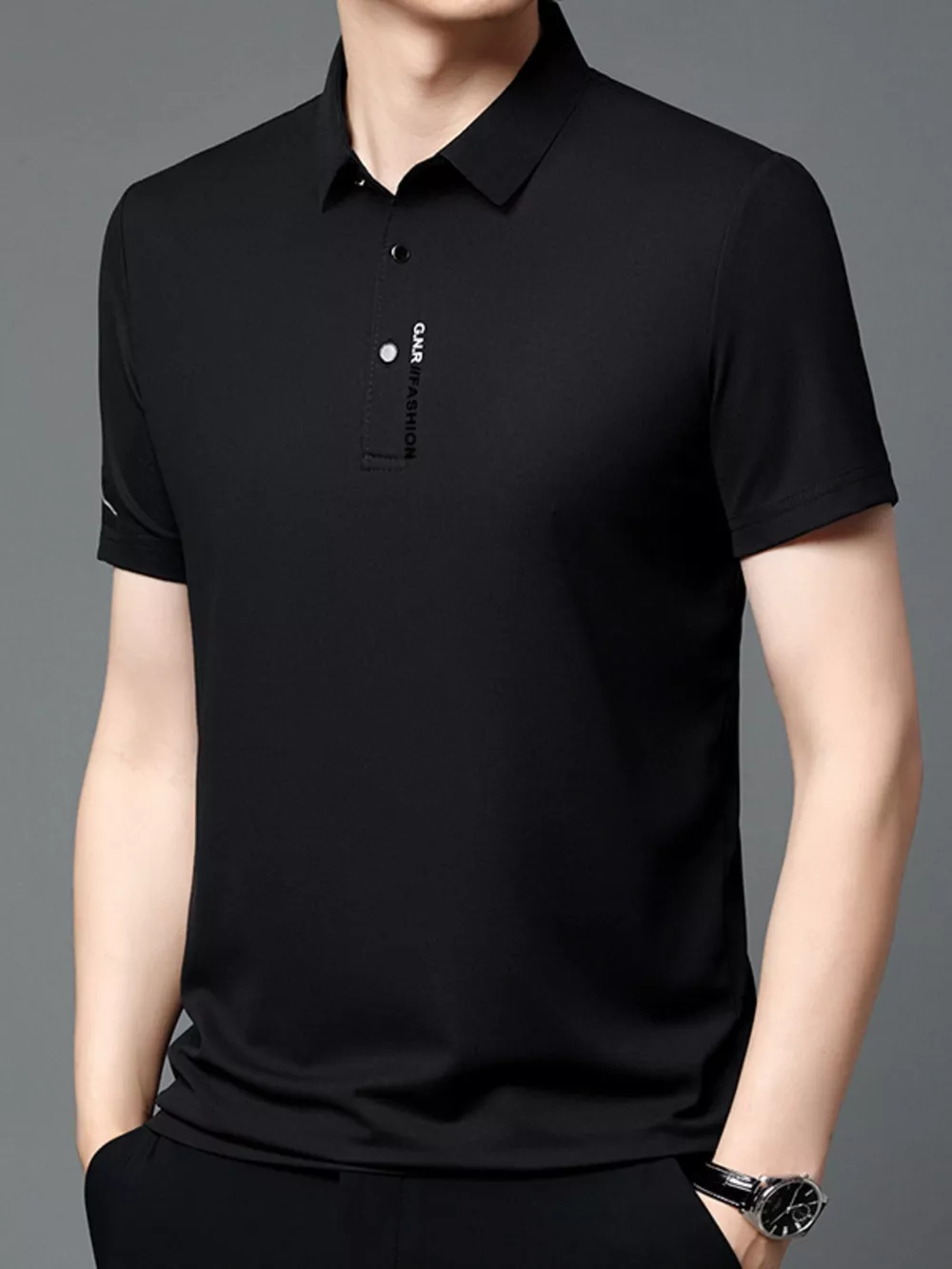 Men's Plus Size Button Detail Short Sleeve Polo, image 2