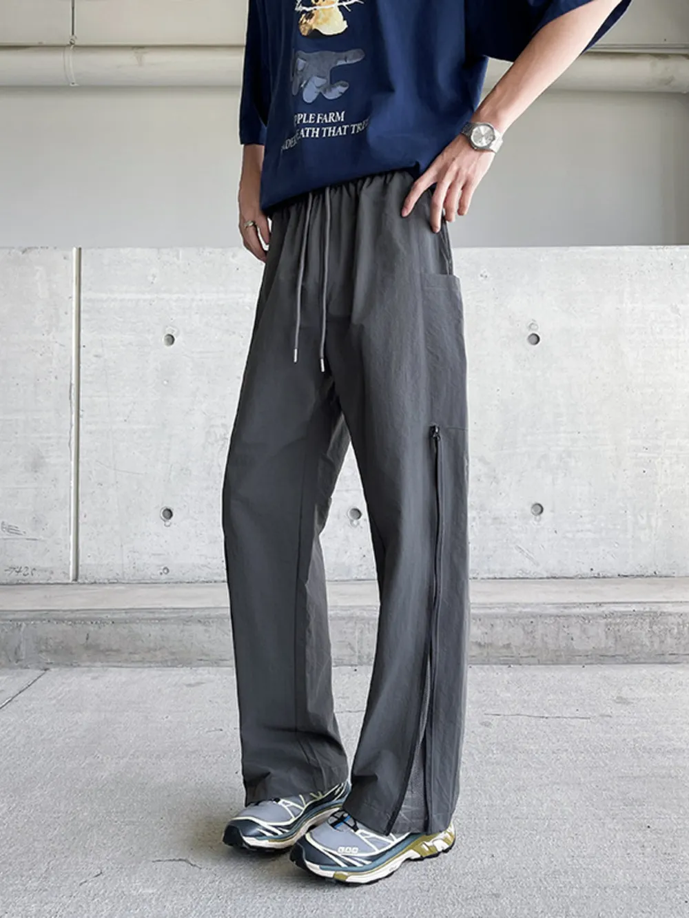 Men's Plus Size Casual Drawstring Wide Leg Pants, image 6