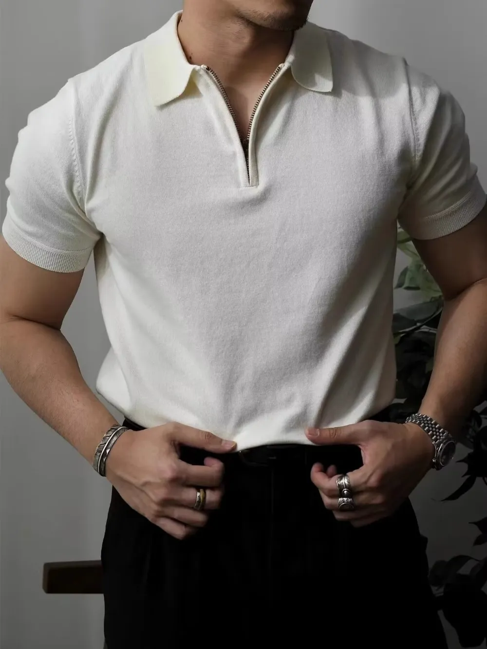 Men's Full Size Zip Collar Short Sleeve Polo Plus SIze, image 7
