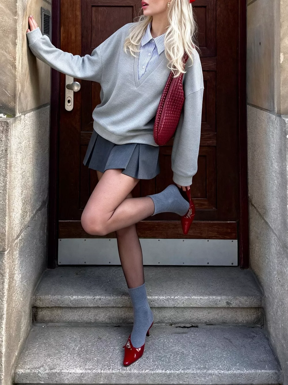 Striped Collar Dropped Shoulder Sweatshirt, image 5