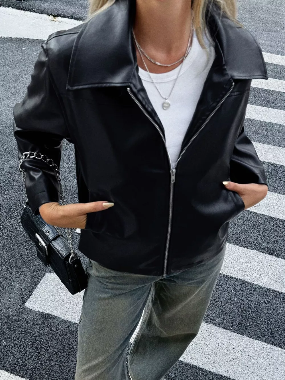 Zip Up Leather Jacket, image 3