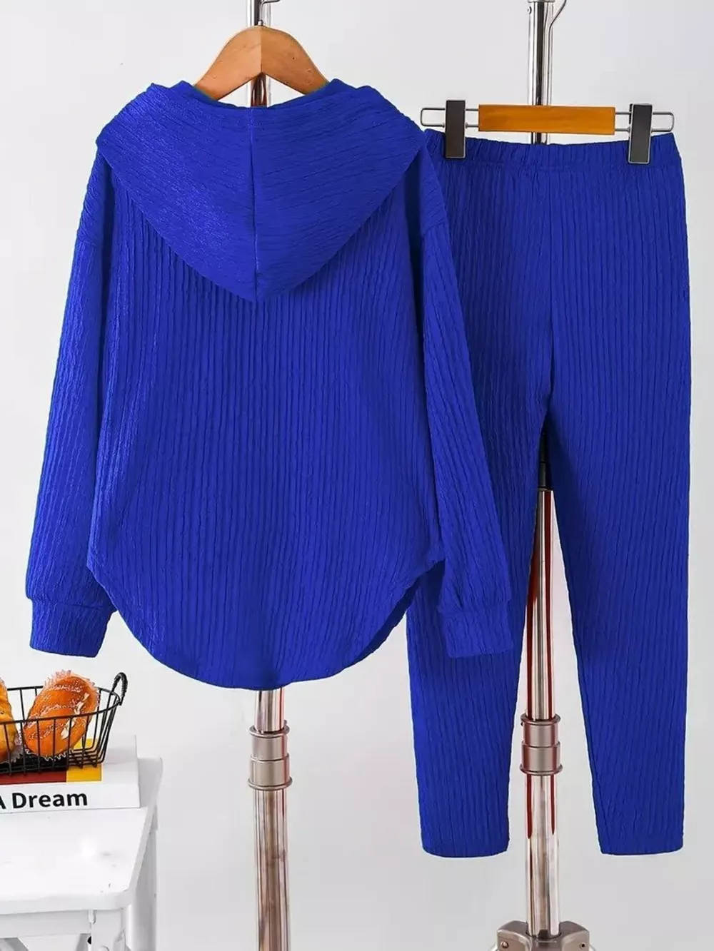 Textured Long Sleeve Hoodie and Pants Set, image 5