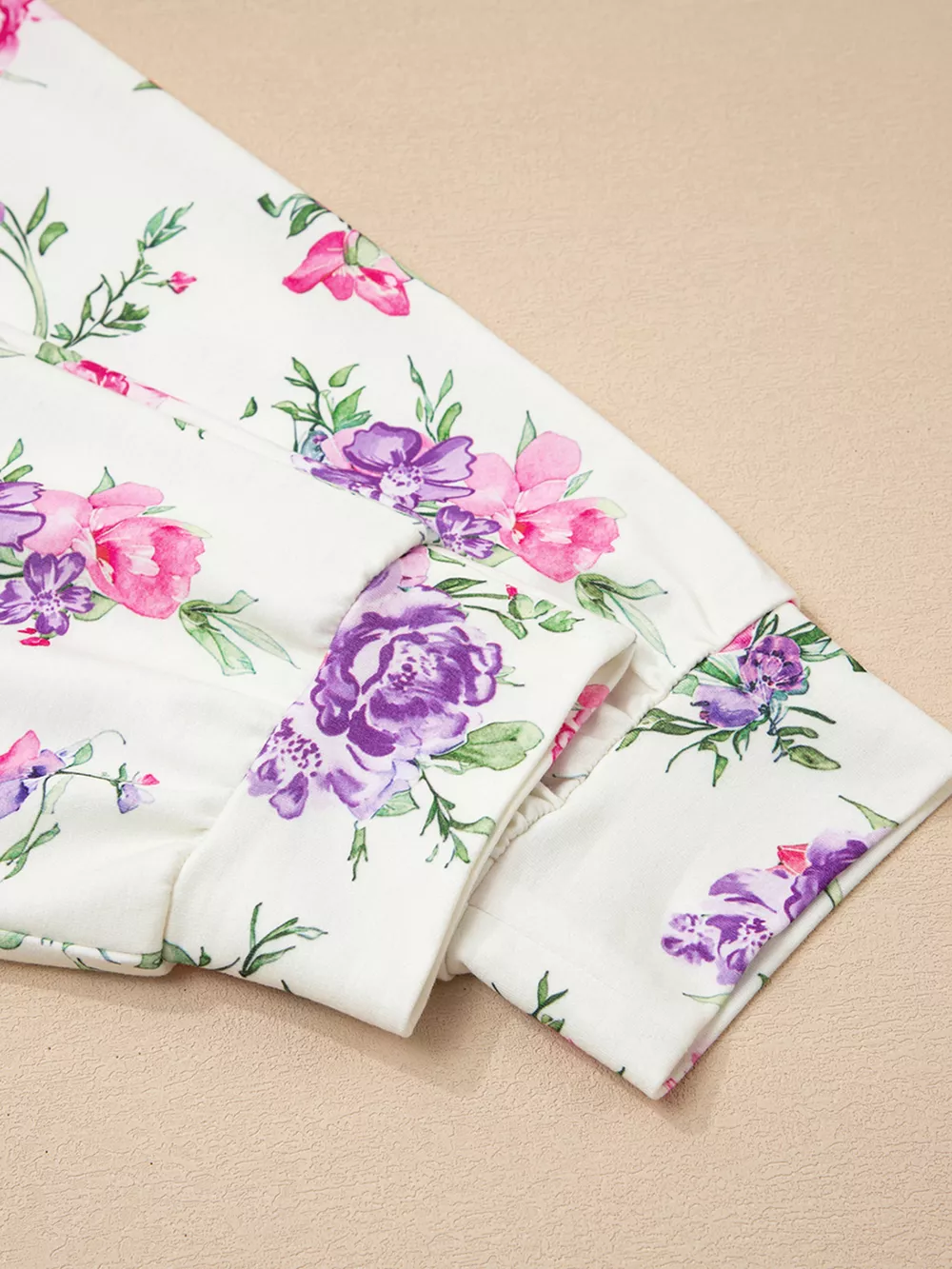 Floral Print Round Neck Top and Drawstring Pants Lounge Set, image 6
