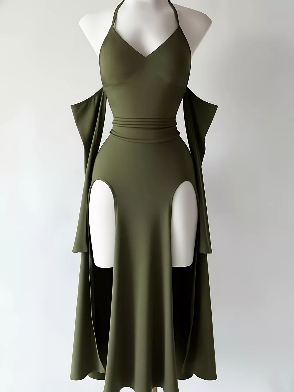 Halter Neck High-Slit Bodycon Dress, image 6