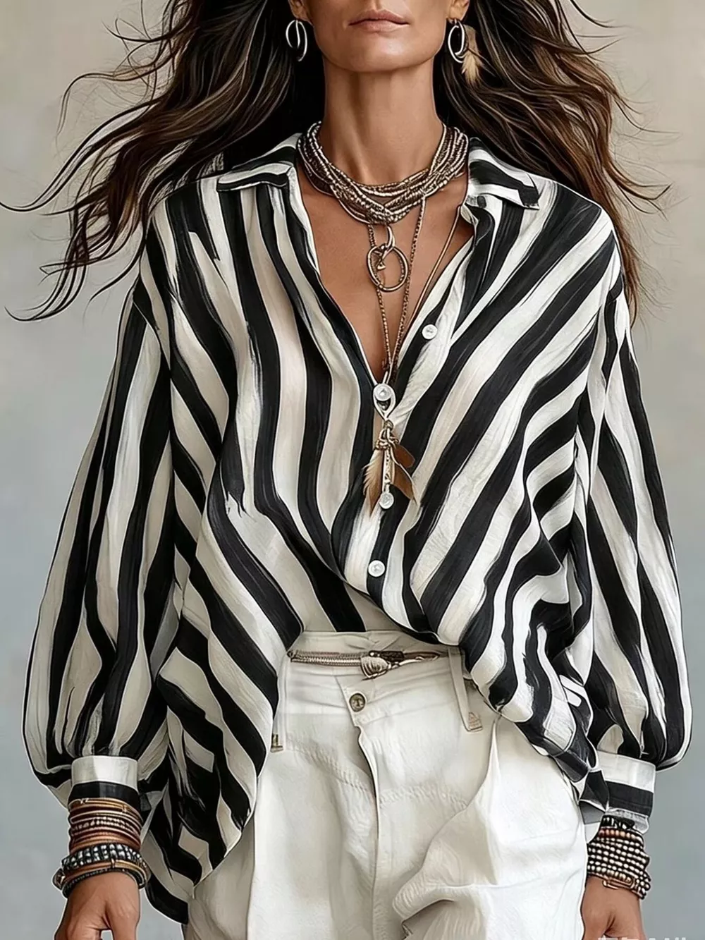Striped Loose Fit Shirt, image 9