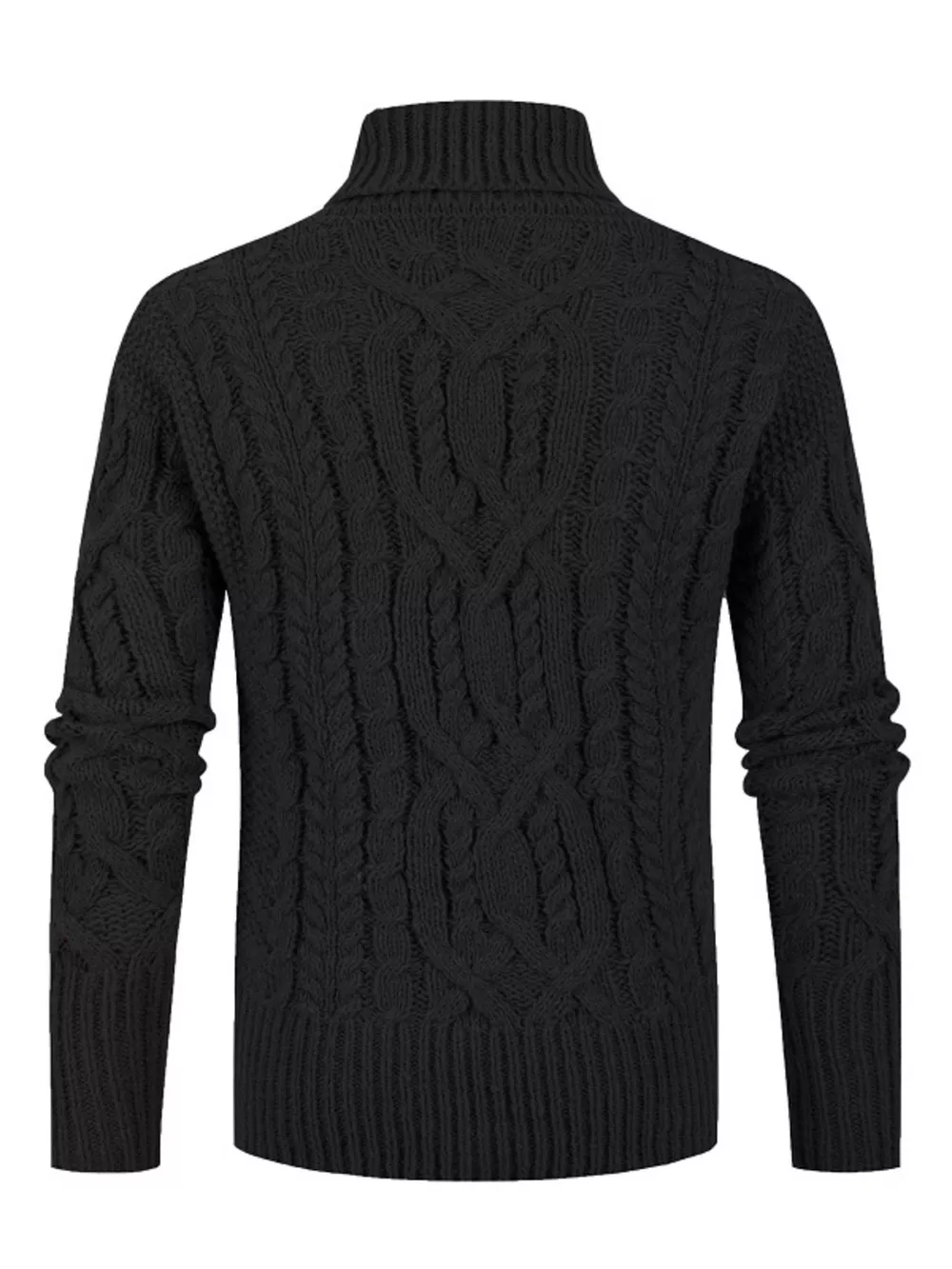 Men's Plus Size Shawl Collar Cable Knit Sweater, image 7