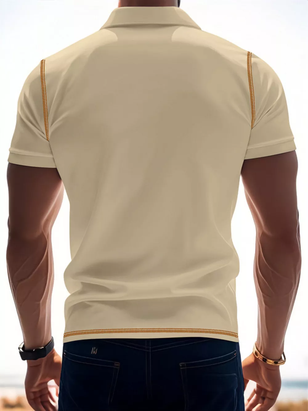 Men's Full Size Button Detail Short Sleeve Polo Plus Size, image 3