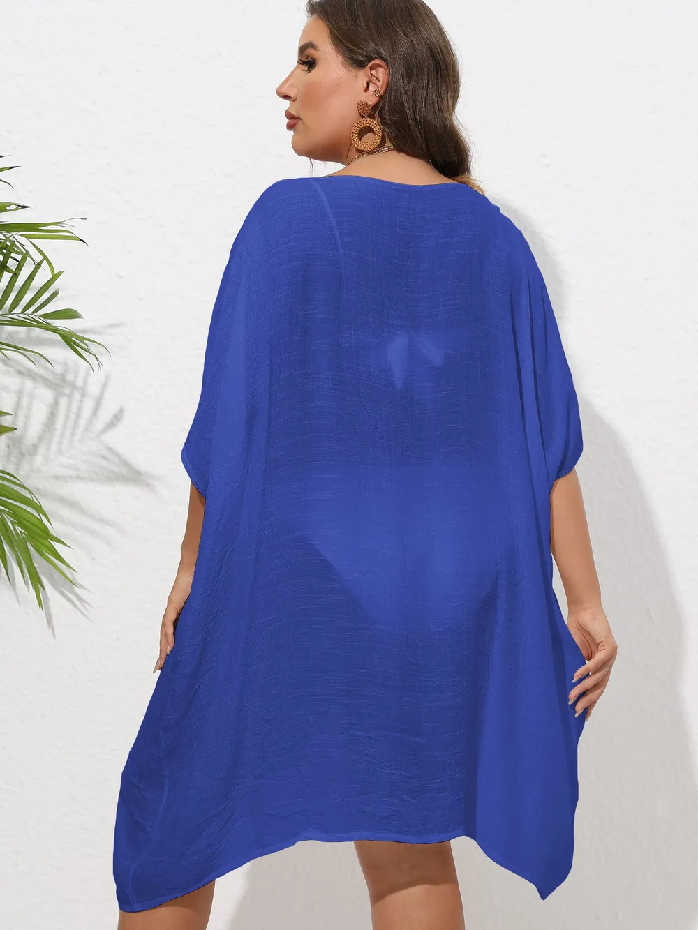 Crochet Trim V-Neck Beach Cover Up Dress, image 24
